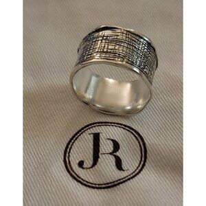 Jean Rachel Jewelry 925 Sterling Silver Crosshatch Wide Band Ring Sz 7 NWT